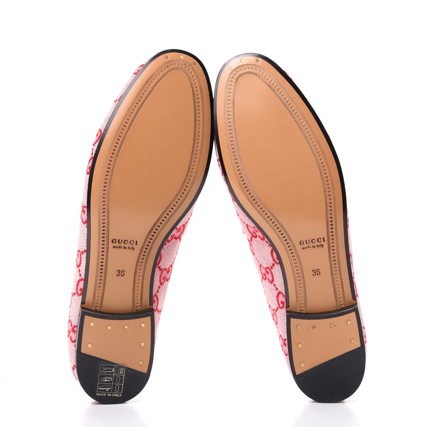 Gucci Canvas GG Monogram Horsebit Womens Jordaan Loafers 36 Gardenia Hibiscus Red 6 of 11