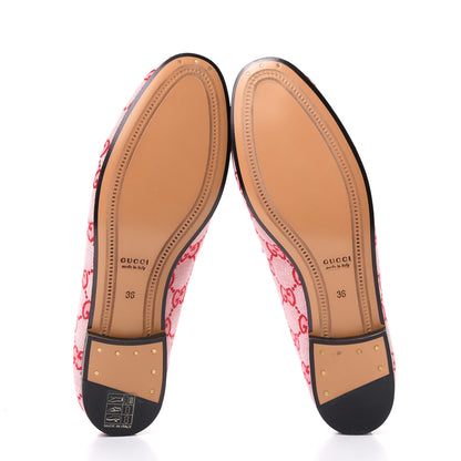 Gucci Canvas GG Monogram Horsebit Womens Jordaan Loafers 36 Gardenia Hibiscus Red 6 of 11