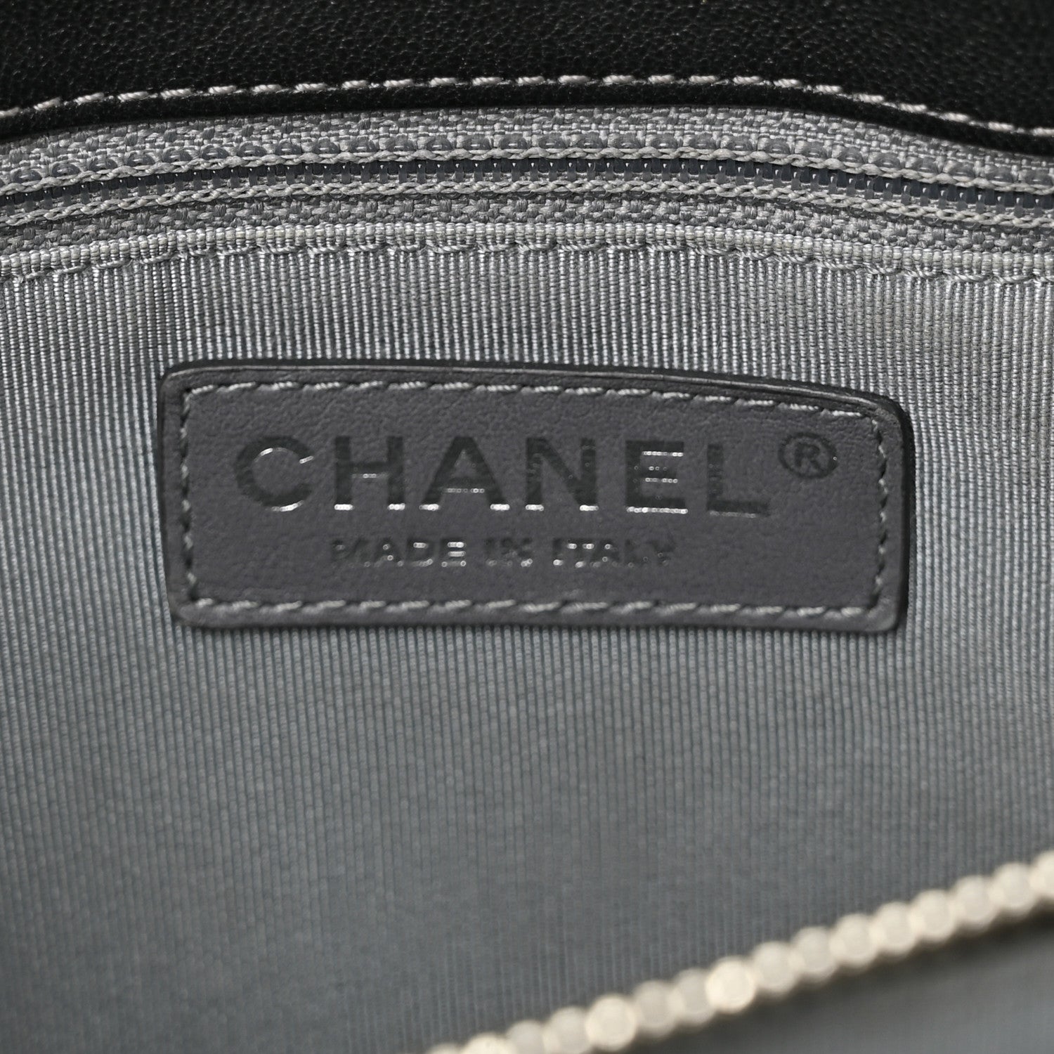 Chanel Sheepskin Chevron Quilted Mademoiselle Vintage Shopping Tote Dark Grey 5 of 11