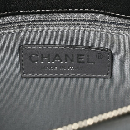 Chanel Sheepskin Chevron Quilted Mademoiselle Vintage Shopping Tote Dark Grey 5 of 11