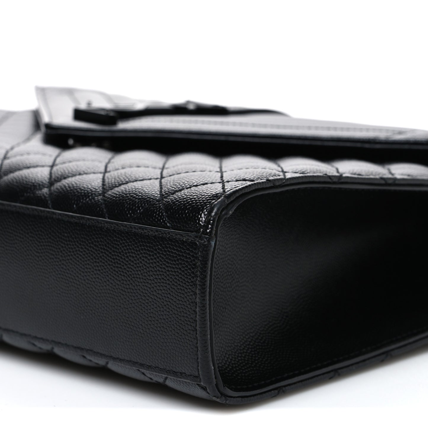 Grain De Poudre Textured Mixed Matelasse Large Triquilt Monogram Monochrome Satchel Black