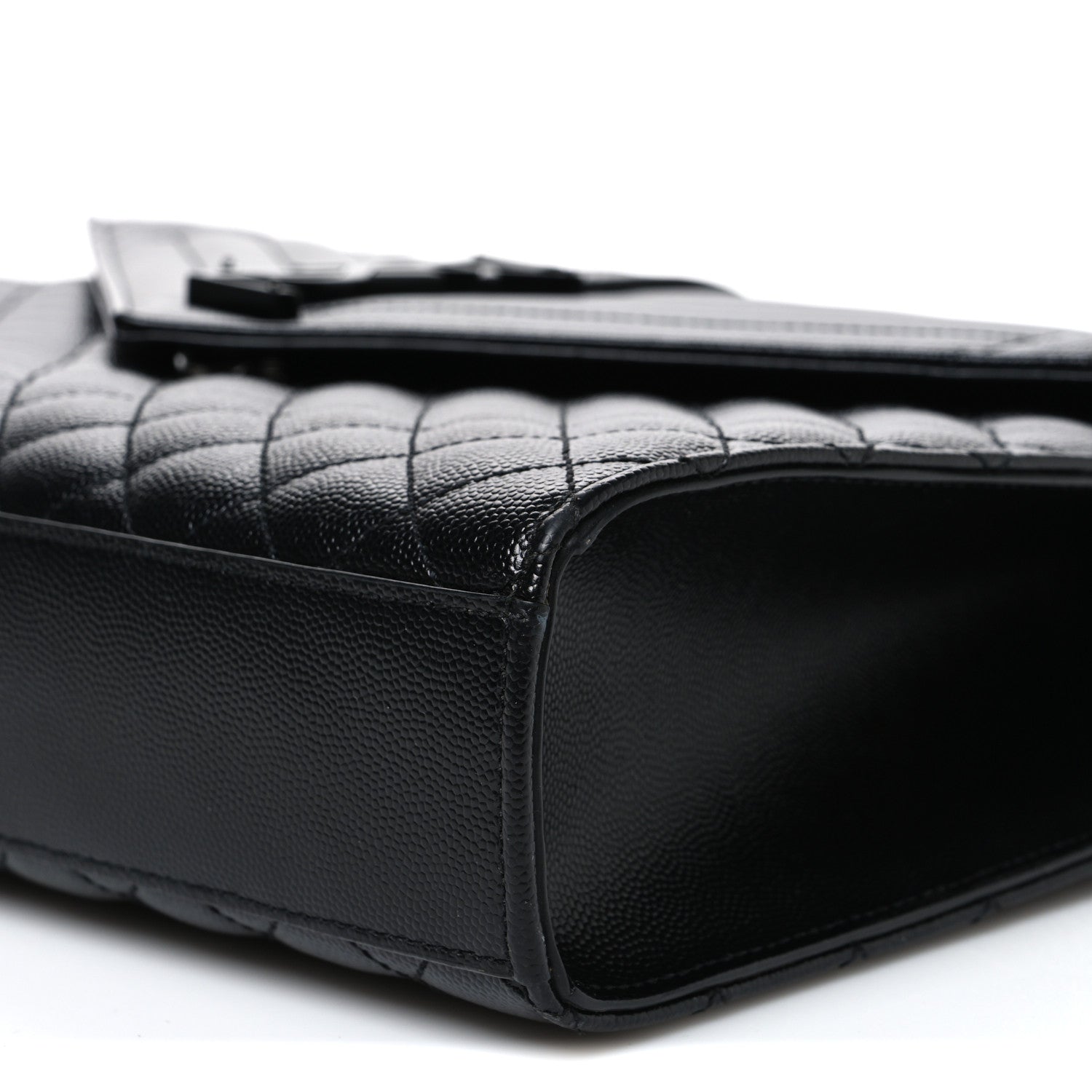 Saint Laurent Grain De Poudre Textured Mixed Matelasse Large Triquilt Monogram Monochrome Satchel Black 10 of 11
