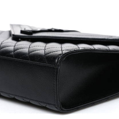 Saint Laurent Grain De Poudre Textured Mixed Matelasse Large Triquilt Monogram Monochrome Satchel Black 10 of 11