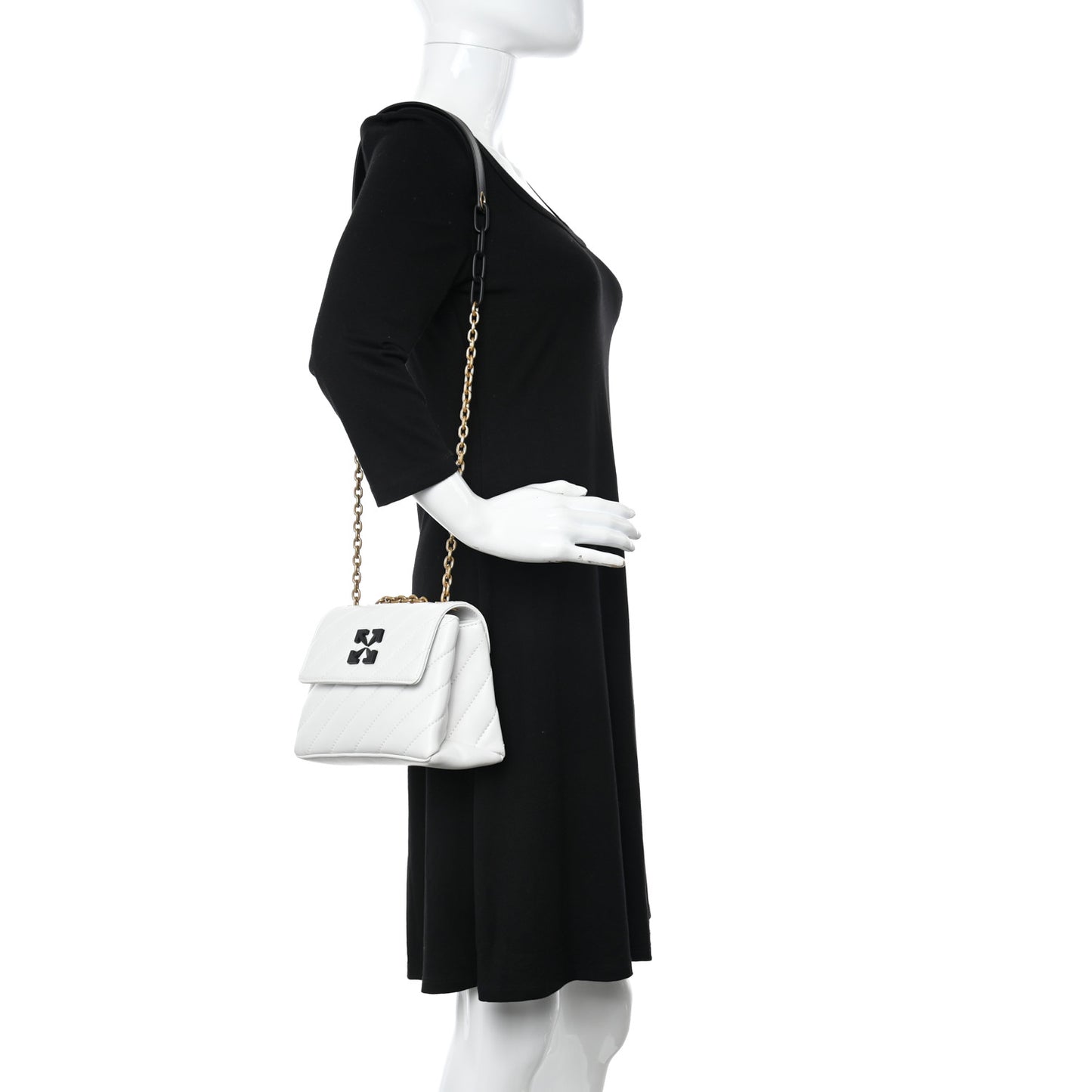 Calfskin Diagonal Quilted Jackhammer 19 Shoulder Bag White
