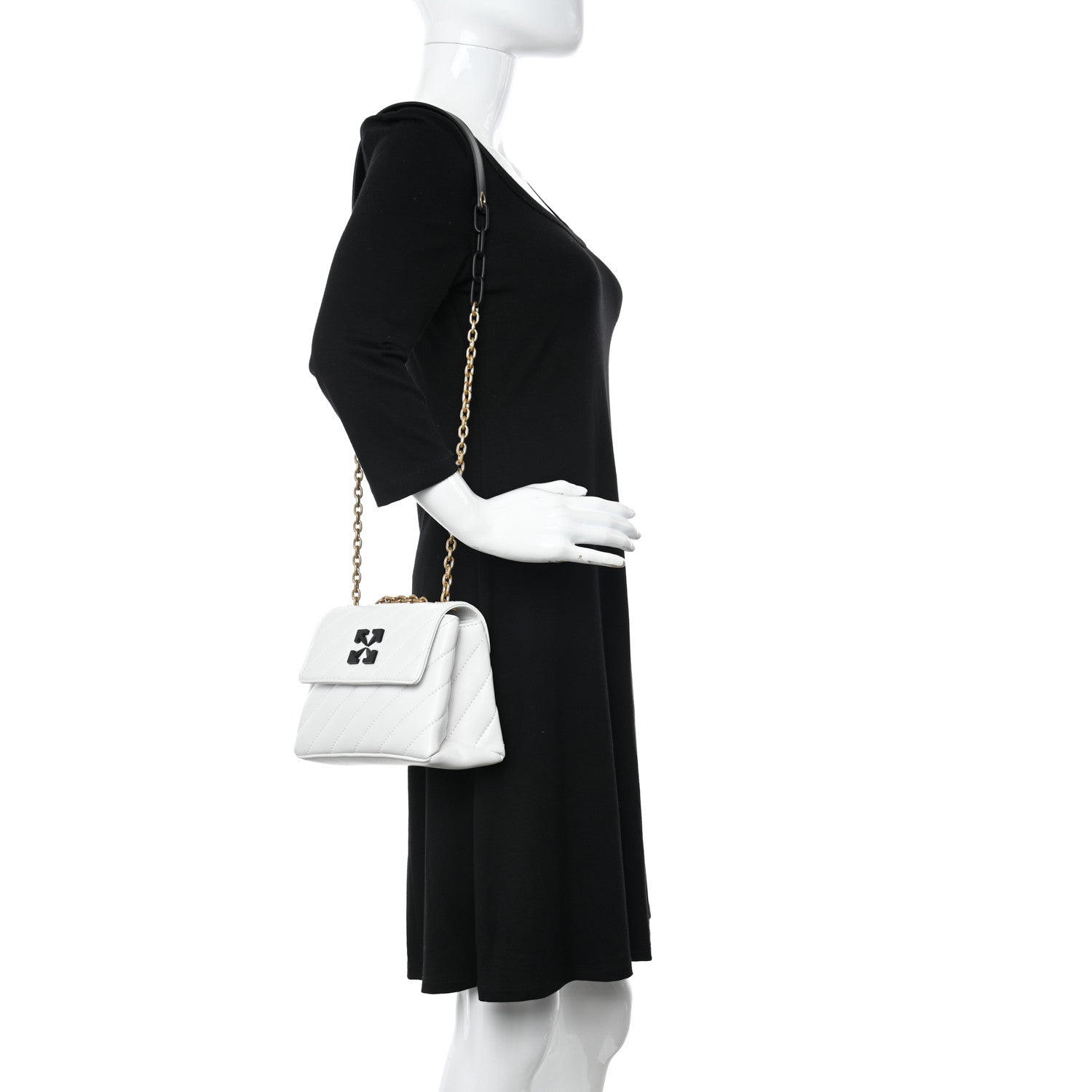 Off-White Calfskin Diagonal Quilted Jackhammer 19 Shoulder Bag White 2 of 10