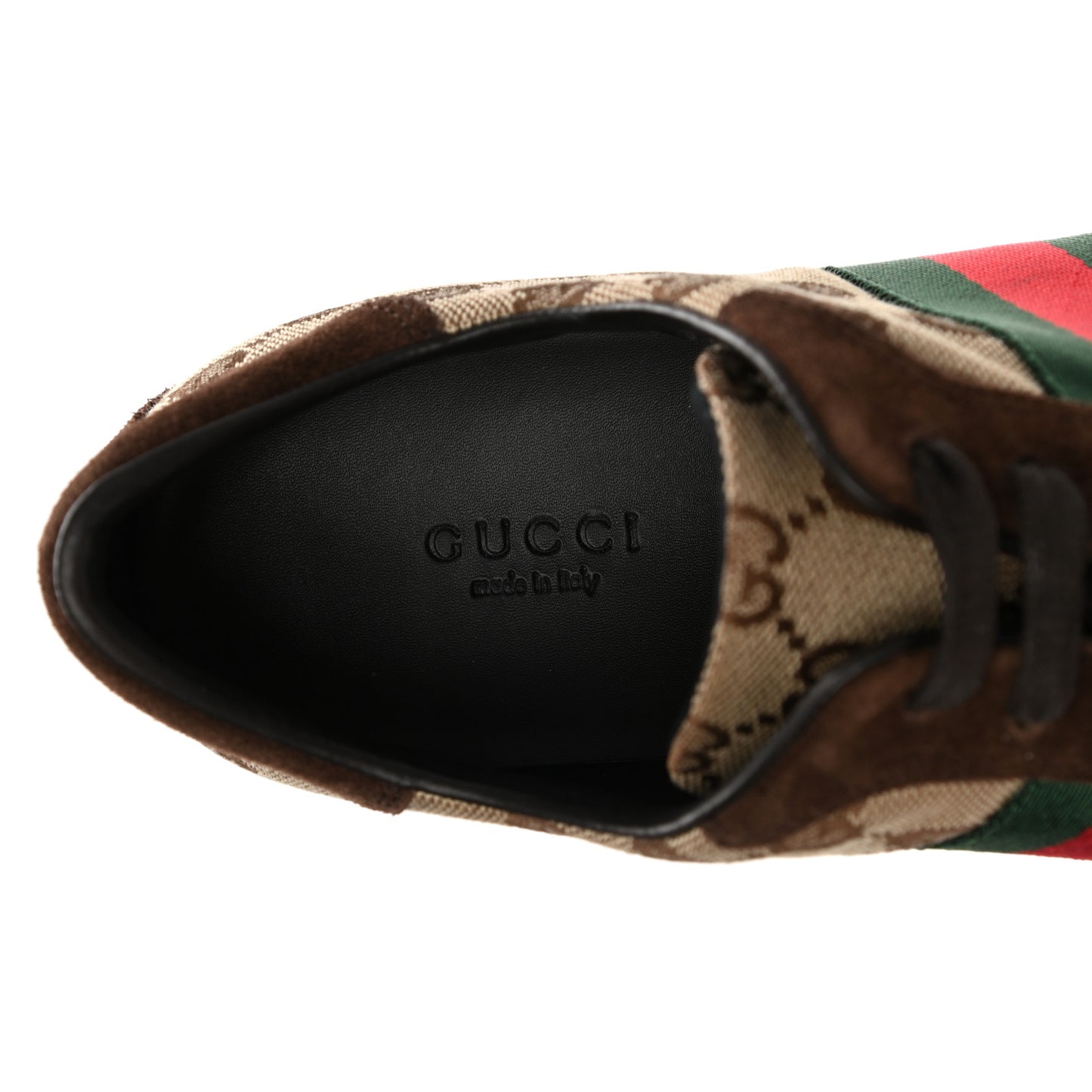 GG Monogram Suede Vintage Web Womens Sneakers 8 Dark Chestnut