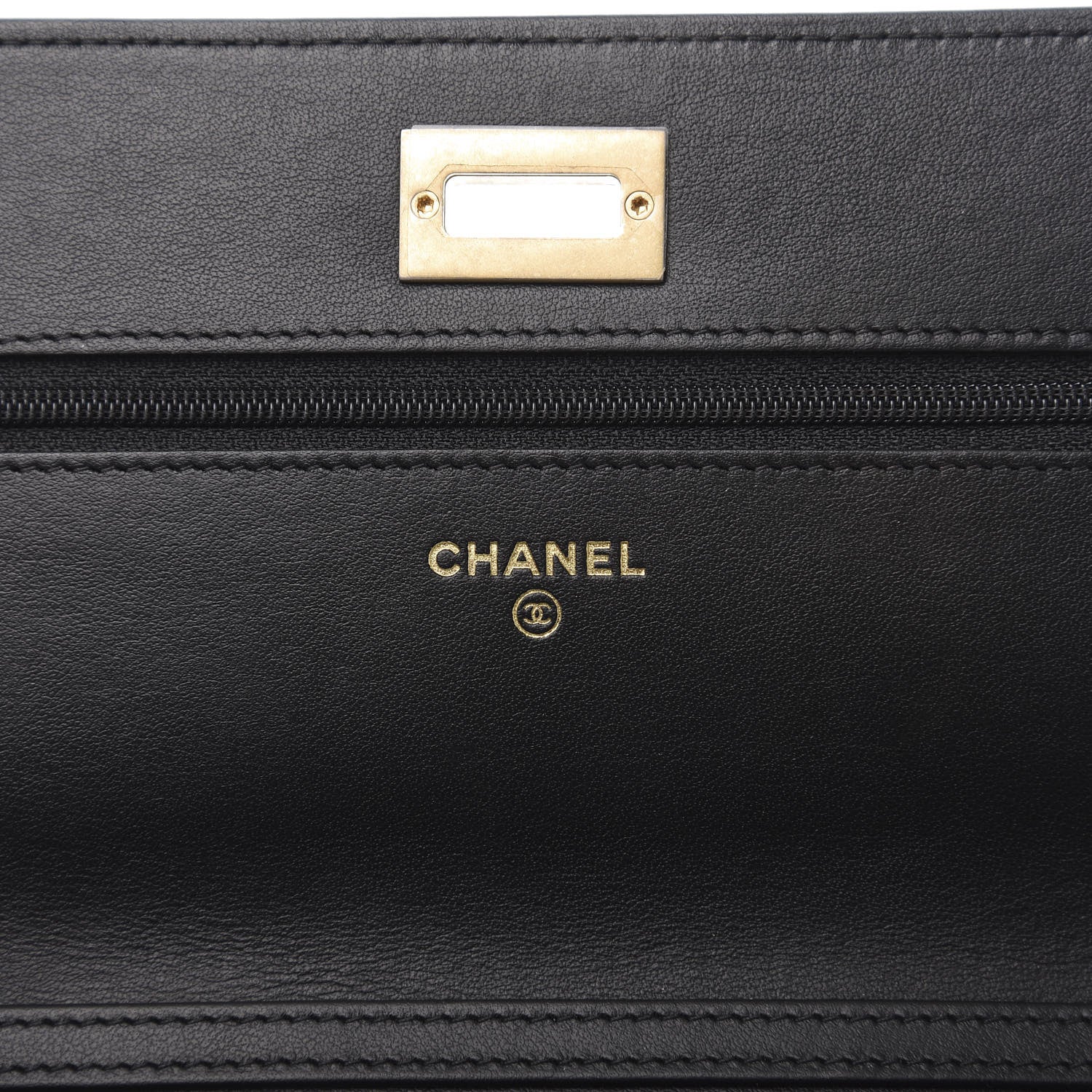 Chanel Calfskin Crocodile Embossed Graffiti 2.55 Cocodile Reissue Wallet On Chain WOC Black Gold 6 of 22