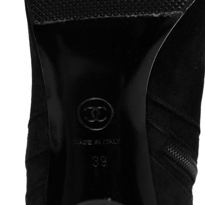 Chanel Suede Calfskin High Boots 39 Black 7 of 9