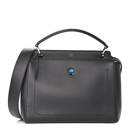 Fendi Vitello Baltico Dolce DotCom Satchel Black Blue Royal 1 of 15