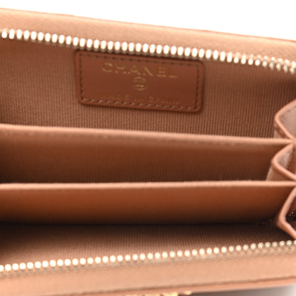 Chanel Lambskin Quilted Chanel 19 Zip Around Coin Purse Wallet Brown 5 of 9