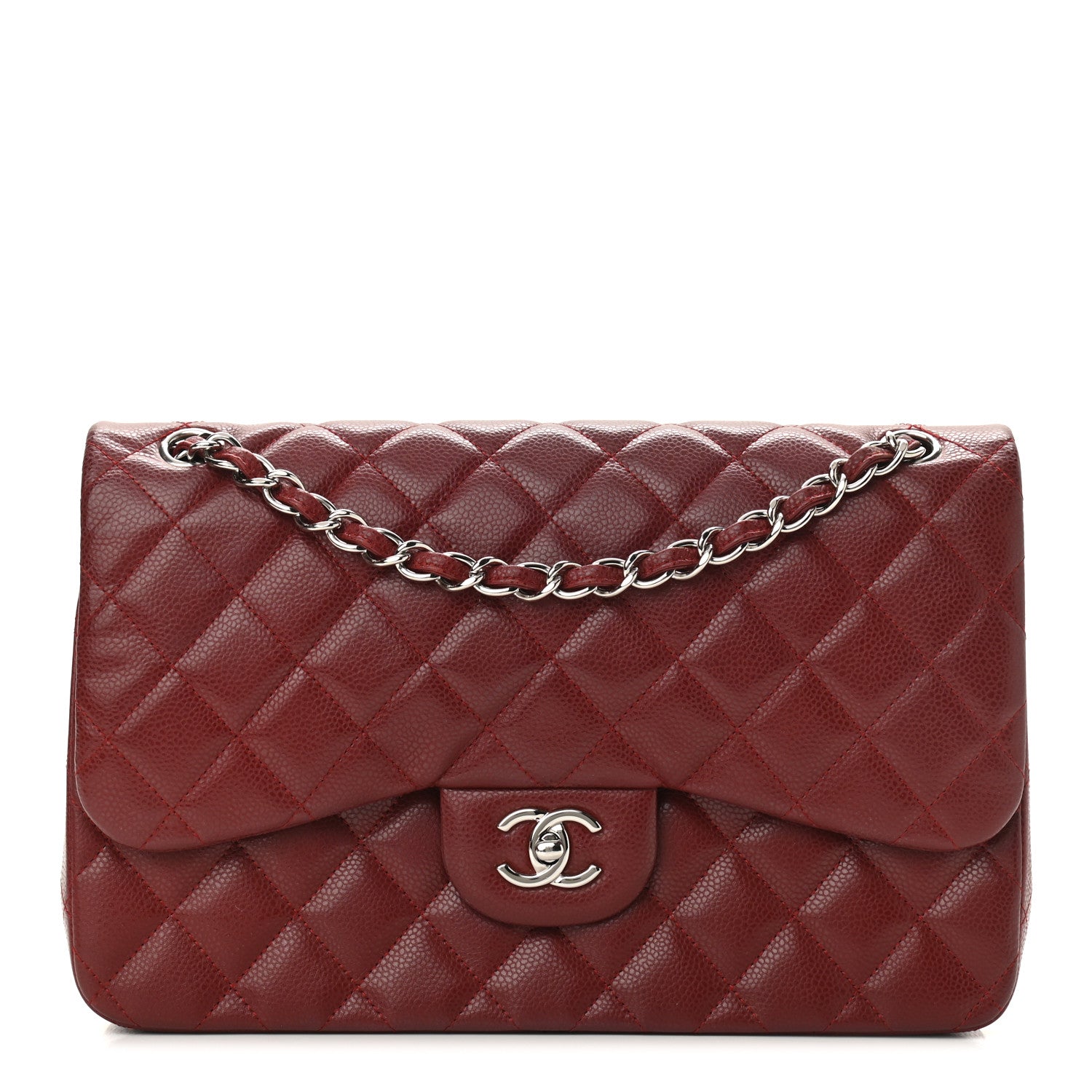 Chanel Caviar Quilted Jumbo Double Flap Dark Red 2 of 16