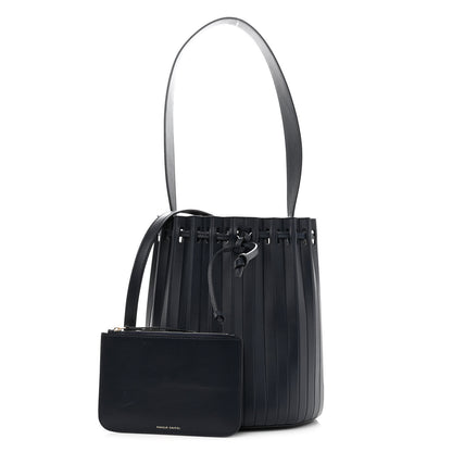 Mansur Gavriel Vegetable Tanned Calfskin Pleated Bucket Bag Blu 1 of 10