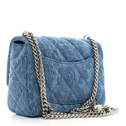 Chanel Denim Quilted Camellia Sweetheart Mini Flap Blue 3 of 10