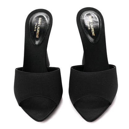 Saint Laurent Crepe Satin Gippy Mule Sandals 38 Black 2 of 9