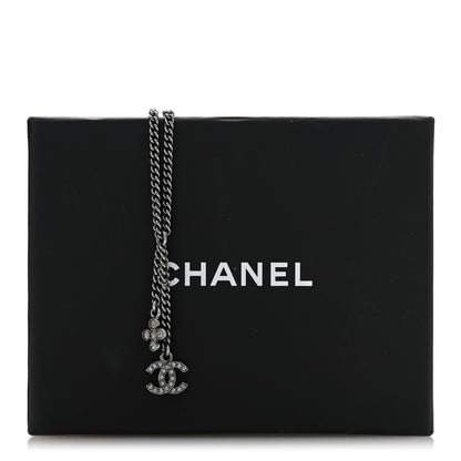 Chanel Ruthenium Crystal Flower CC Lariat Necklace 6 of 6