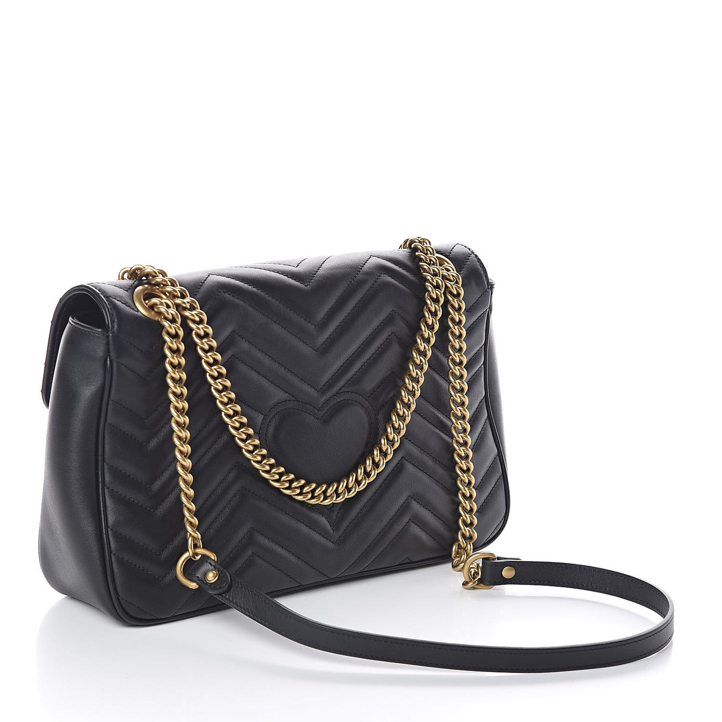 Calfskin Matelasse Medium GG Marmont Shoulder Bag Black