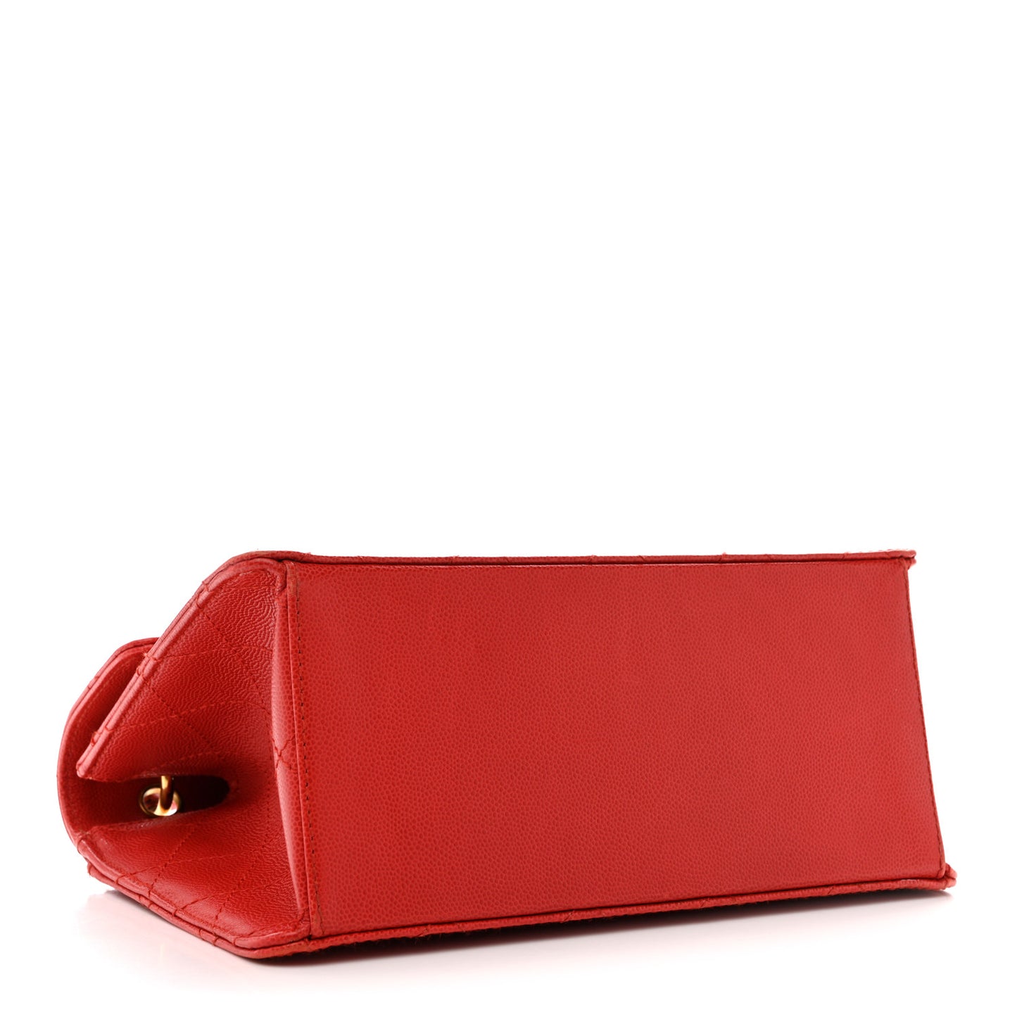 Caviar Stitched Flap Shoulder Bag Red