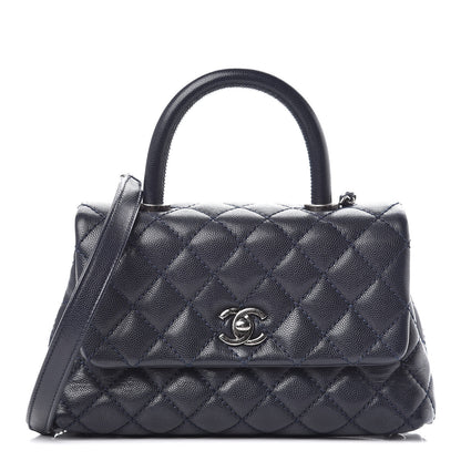 Chanel Caviar Quilted Mini Coco Handle Flap Navy Blue 1 of 10