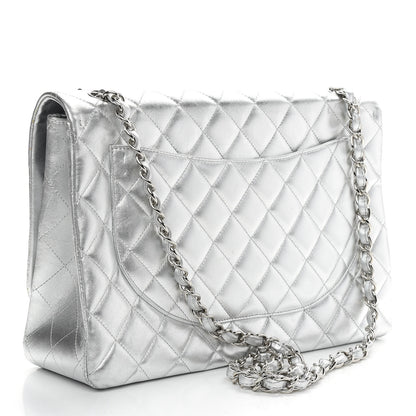 Chanel Metallic Lambskin Quilted Maxi Single Flap Silver 3 of 10