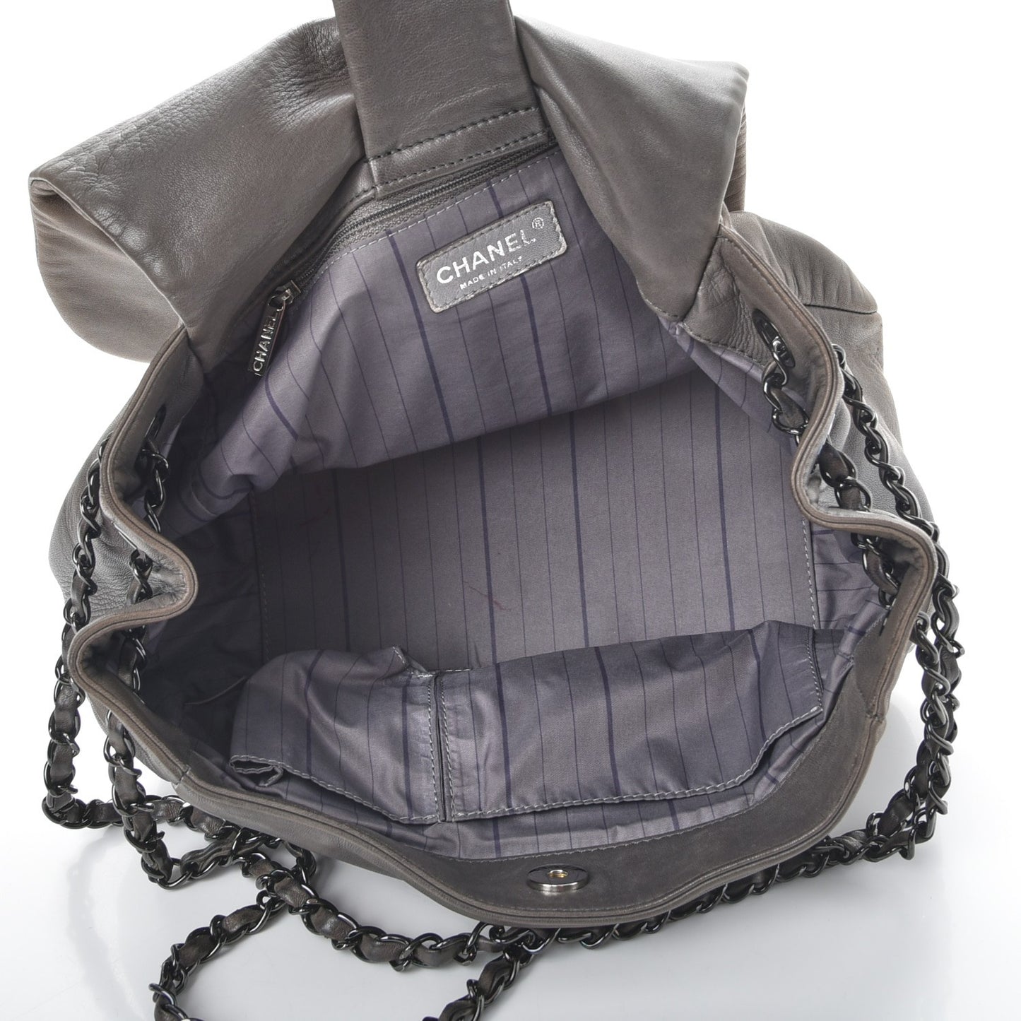 Lambskin Studded Accordion CC Flap Grey