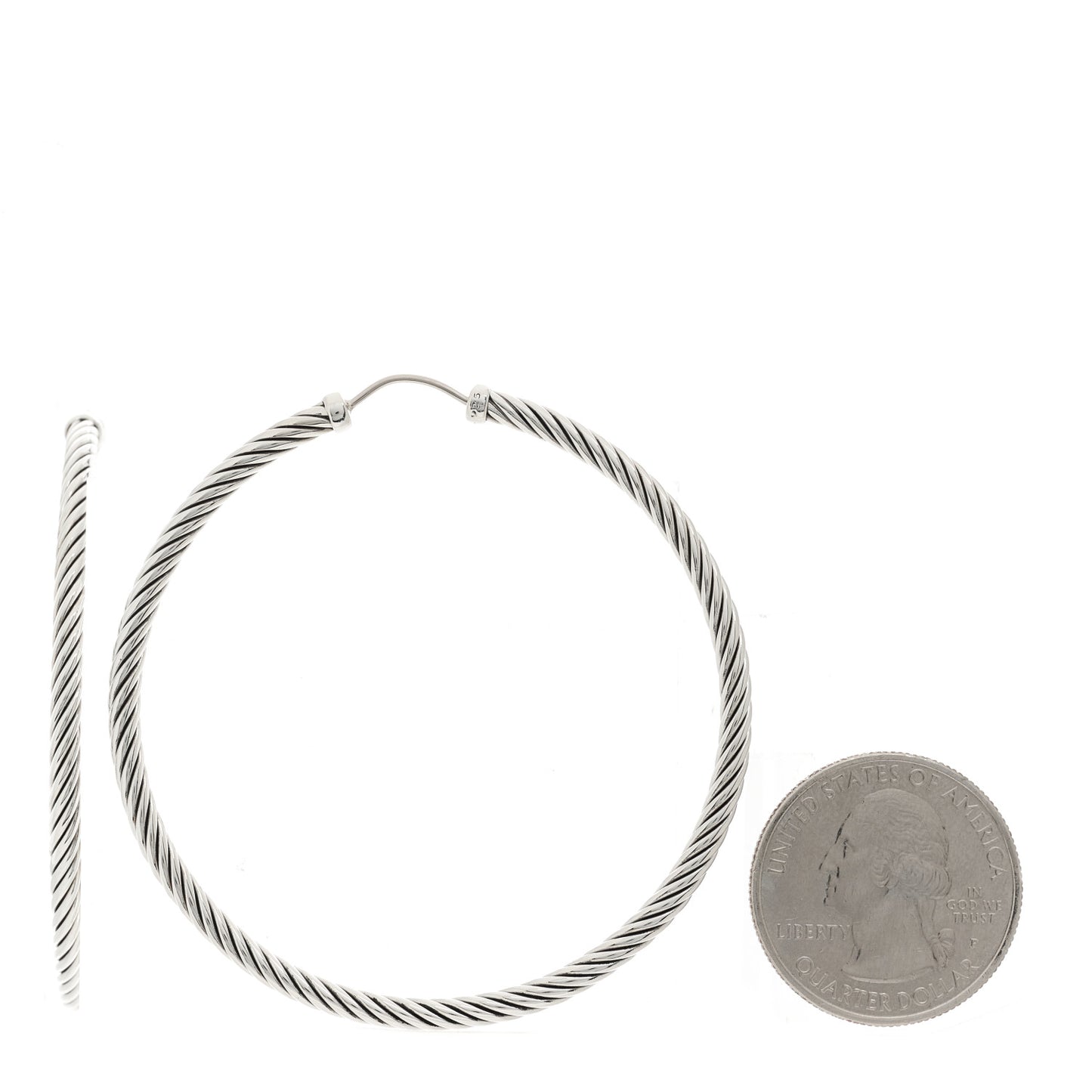 Sterling Silver Large Sculpted Cable Hoop Earrings