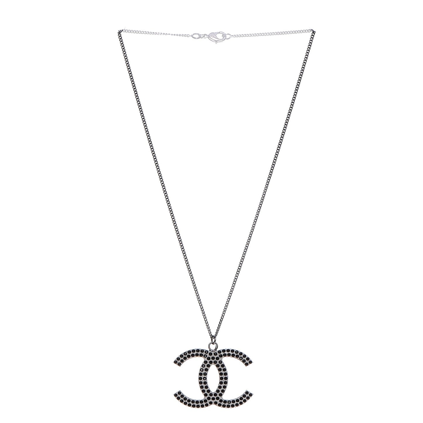 Crystal Large CC Necklace Dark Silver