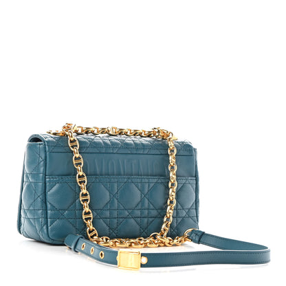 Christian Dior Lambskin Cannage Small Caro Bag Deep Ocean 3 of 10