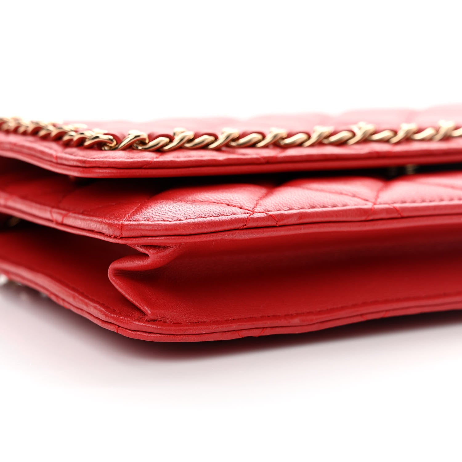 Chanel Lambskin Quilted Chain Around Wallet On Chain WOC Red 10 of 13