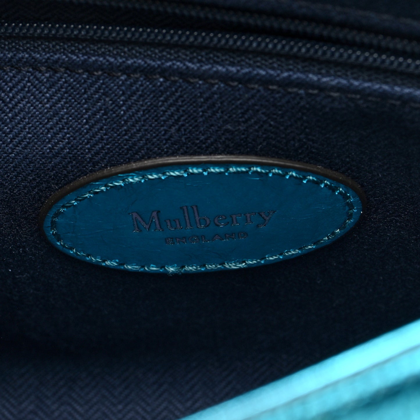 Metallic Crinkled Calfskin Mini Alexa Portobello Blue