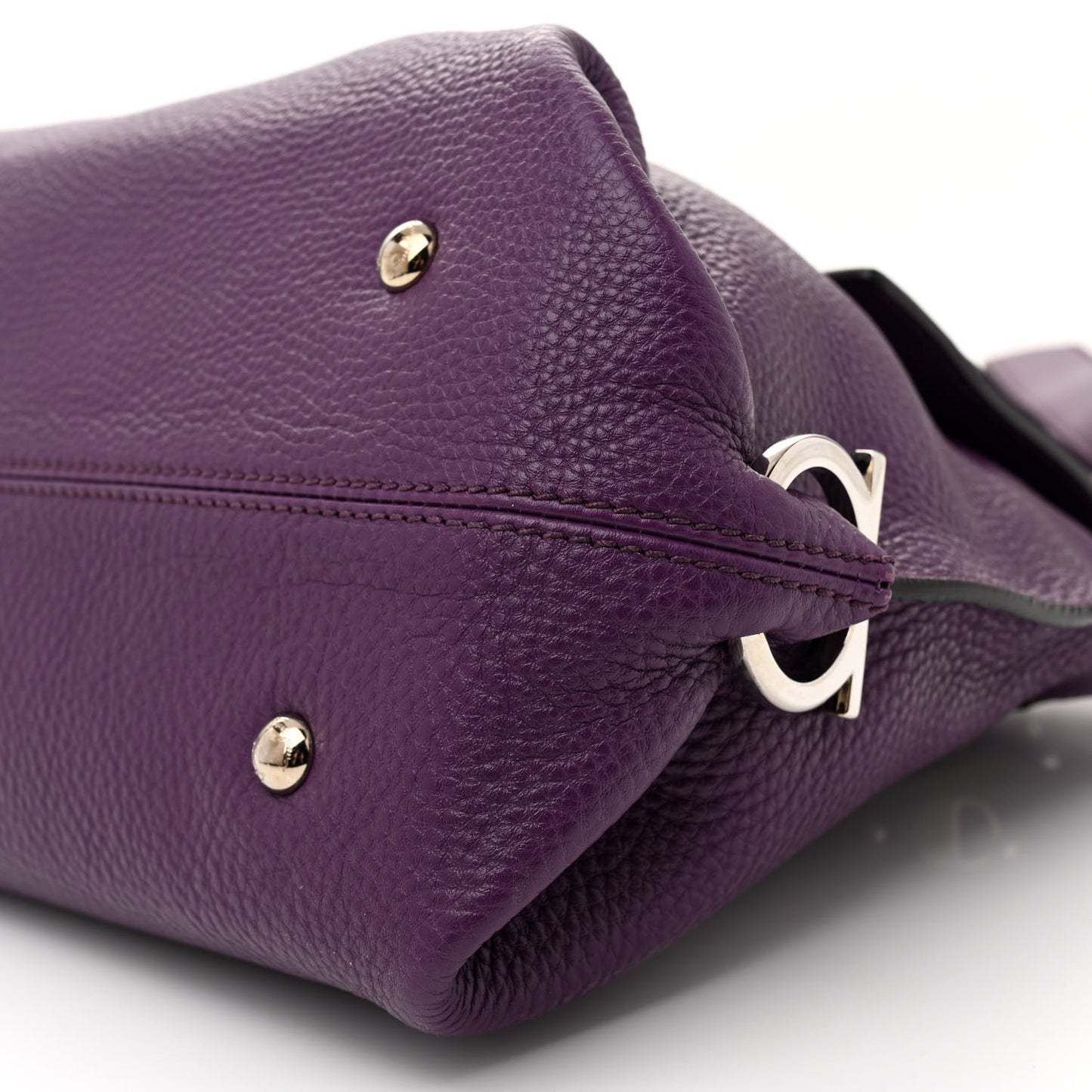 Grained Calfskin Sofia Satchel Mirtillo