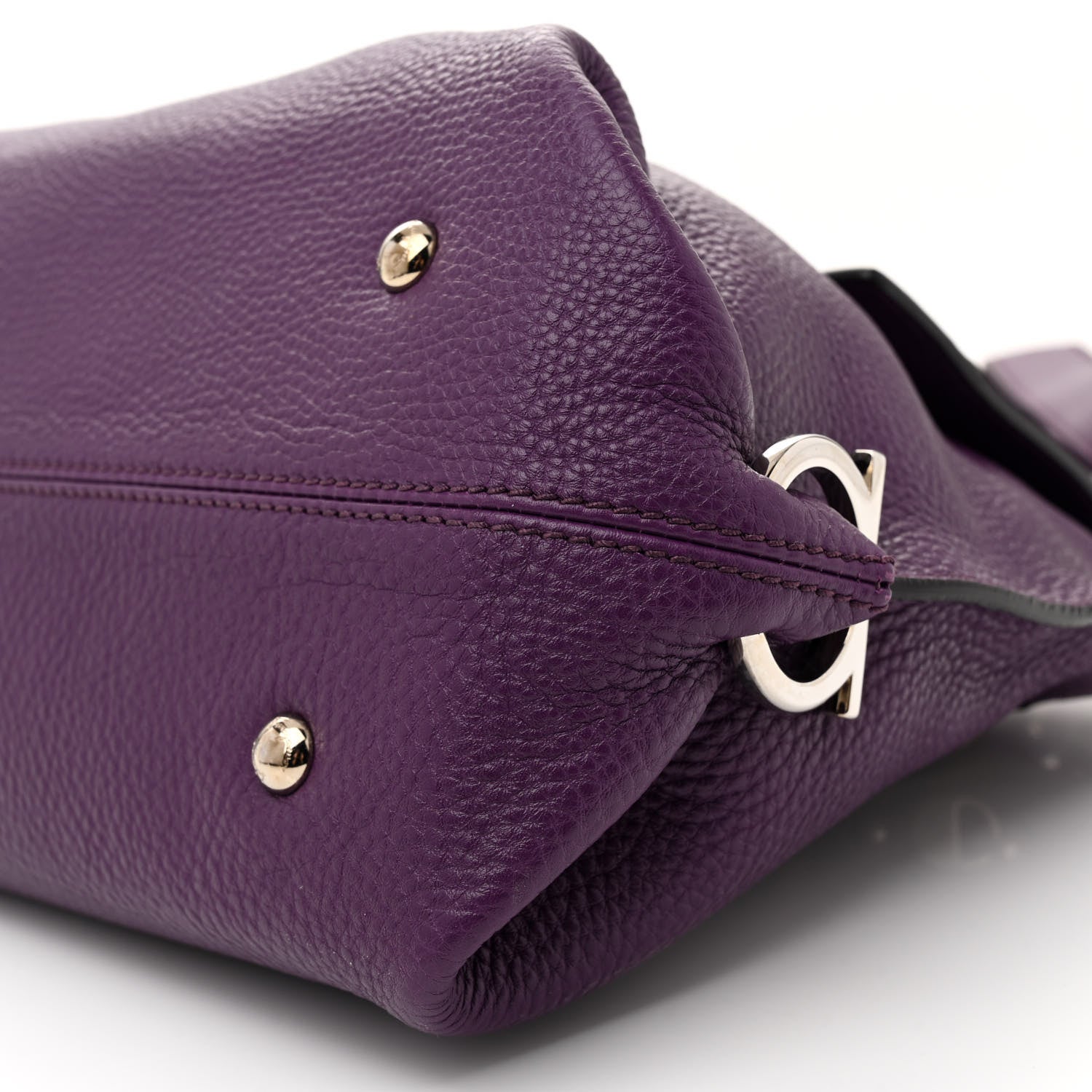 Salvatore Ferragamo Grained Calfskin Sofia Satchel Mirtillo 9 of 12