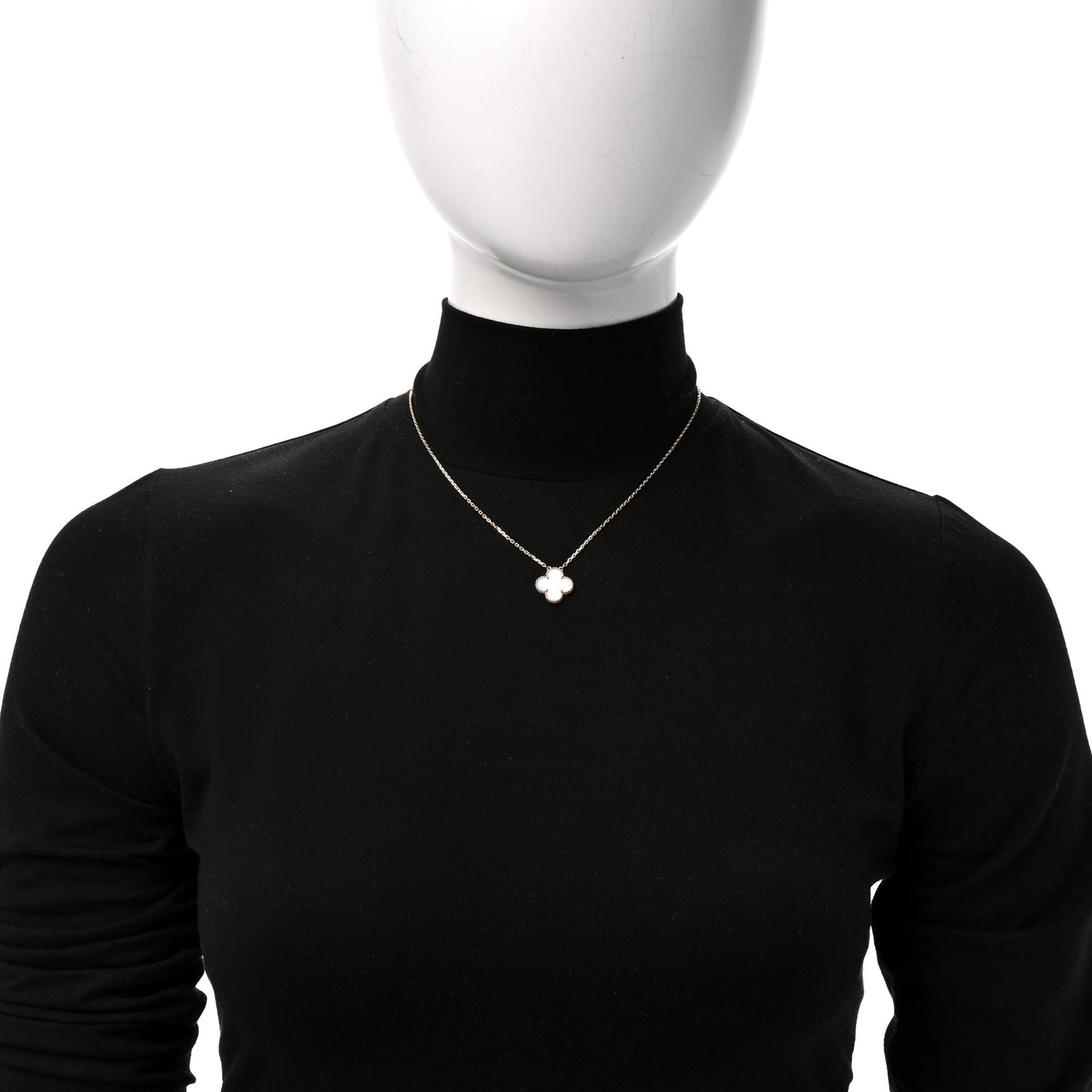 18K Yellow Gold Mother of Pearl Vintage Alhambra Pendant Necklace