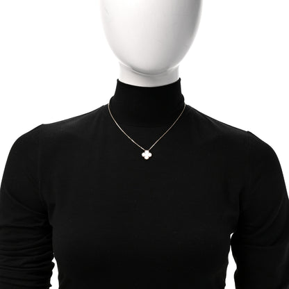 Van Cleef & Arpels 18K Yellow Gold Mother of Pearl Vintage Alhambra Pendant Necklace 2 of 5