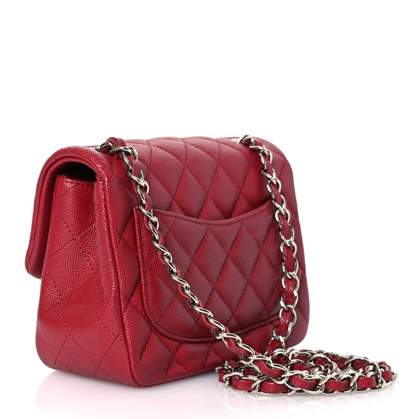 Caviar Quilted Mini Square Flap Red