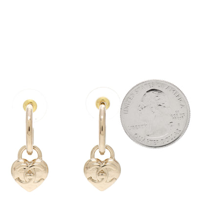 Chanel Metal CC Heart Drop Earrings Gold 2 of 5