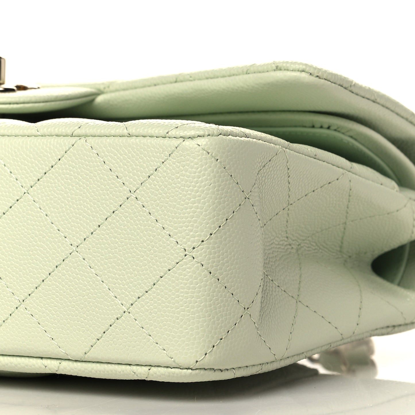 Caviar Quilted Small Double Flap Light Green