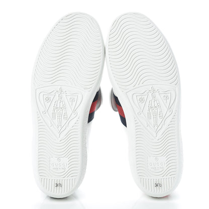 Gucci Calfskin Ayers Web Blind for Love Embroidered Mens Ace Sneakers 34.5 White 5 of 9