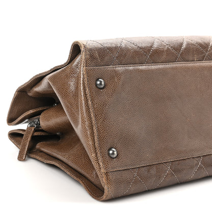 Chanel Crumpled Grained Calfskin Quilted CC Crave Tote Brown 9 of 10