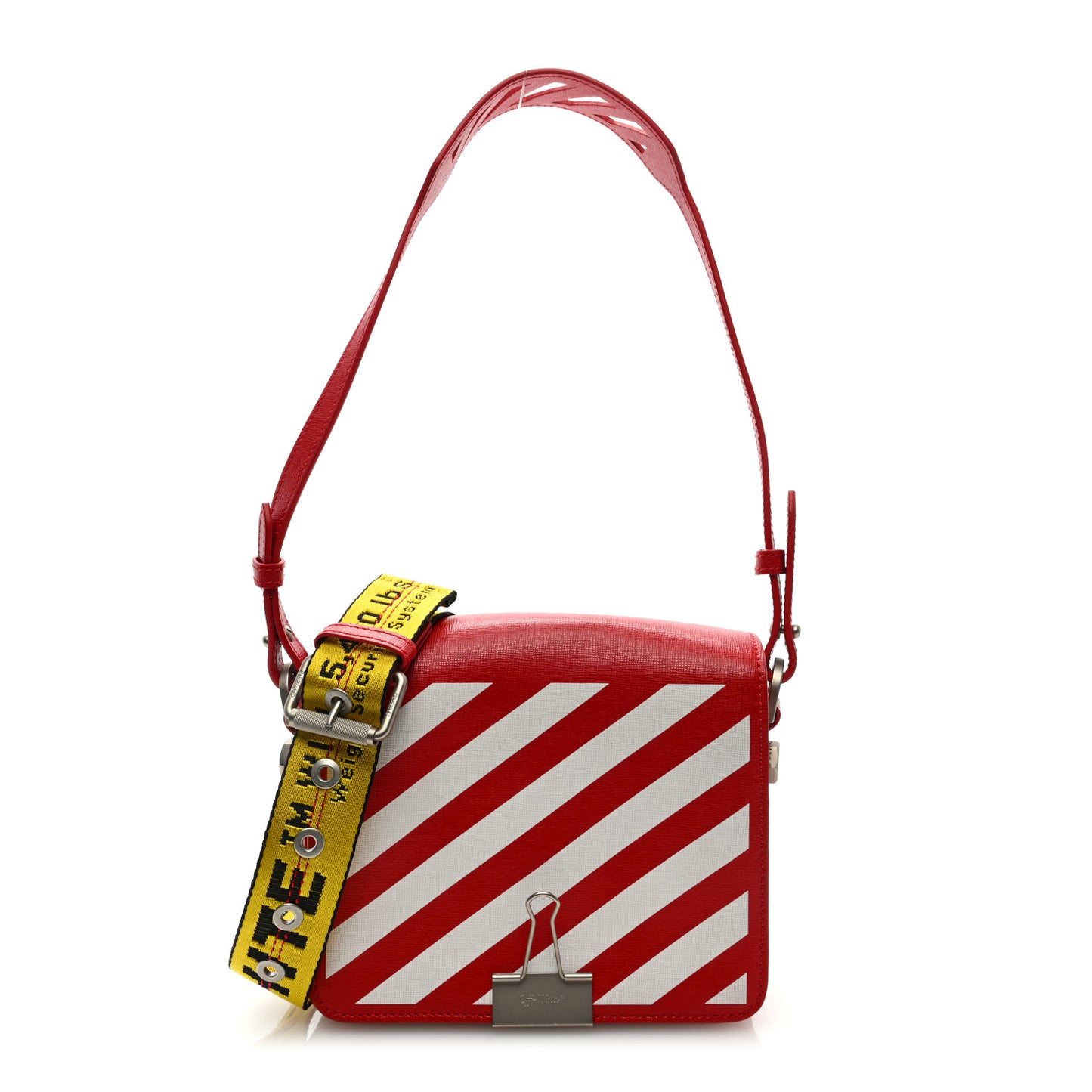Calfskin Diag Striped Belt Bag Crossbody White Red