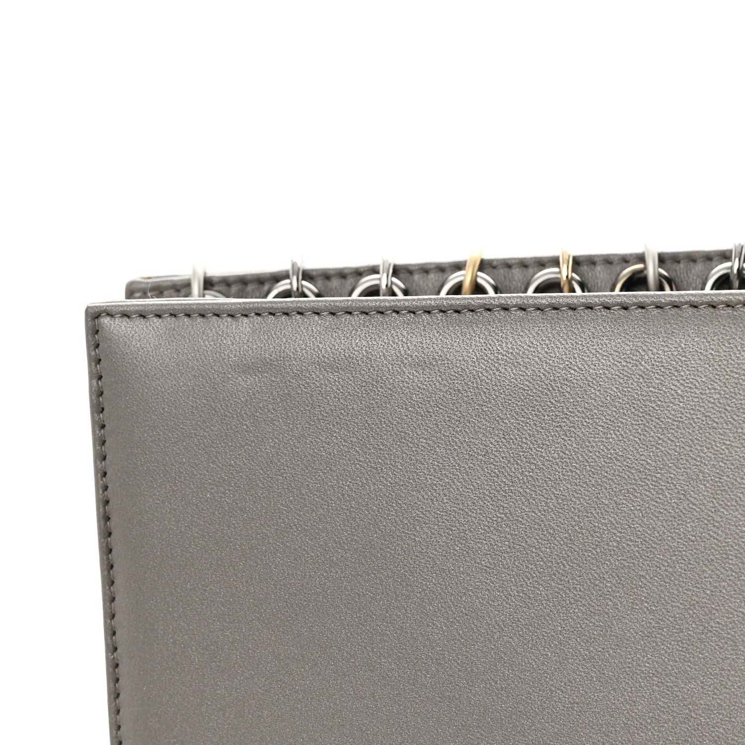 Chanel Lambskin Chocolate Bar Piercing CC Studded Small Chain Flap Bag Grey 12 of 12