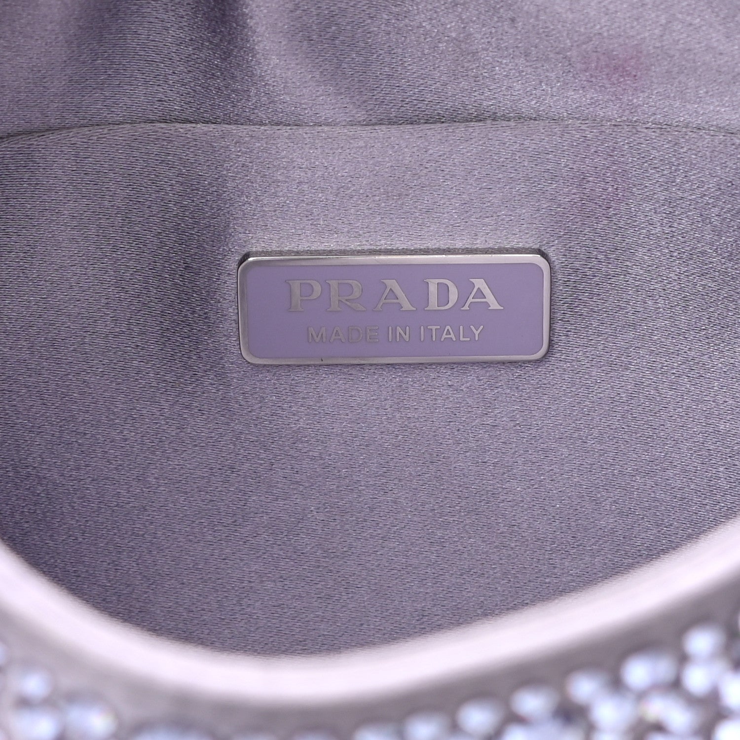 Prada Satin Crystal Cleo Adjustable Strap Shoulder Bag Glicine 5 of 7