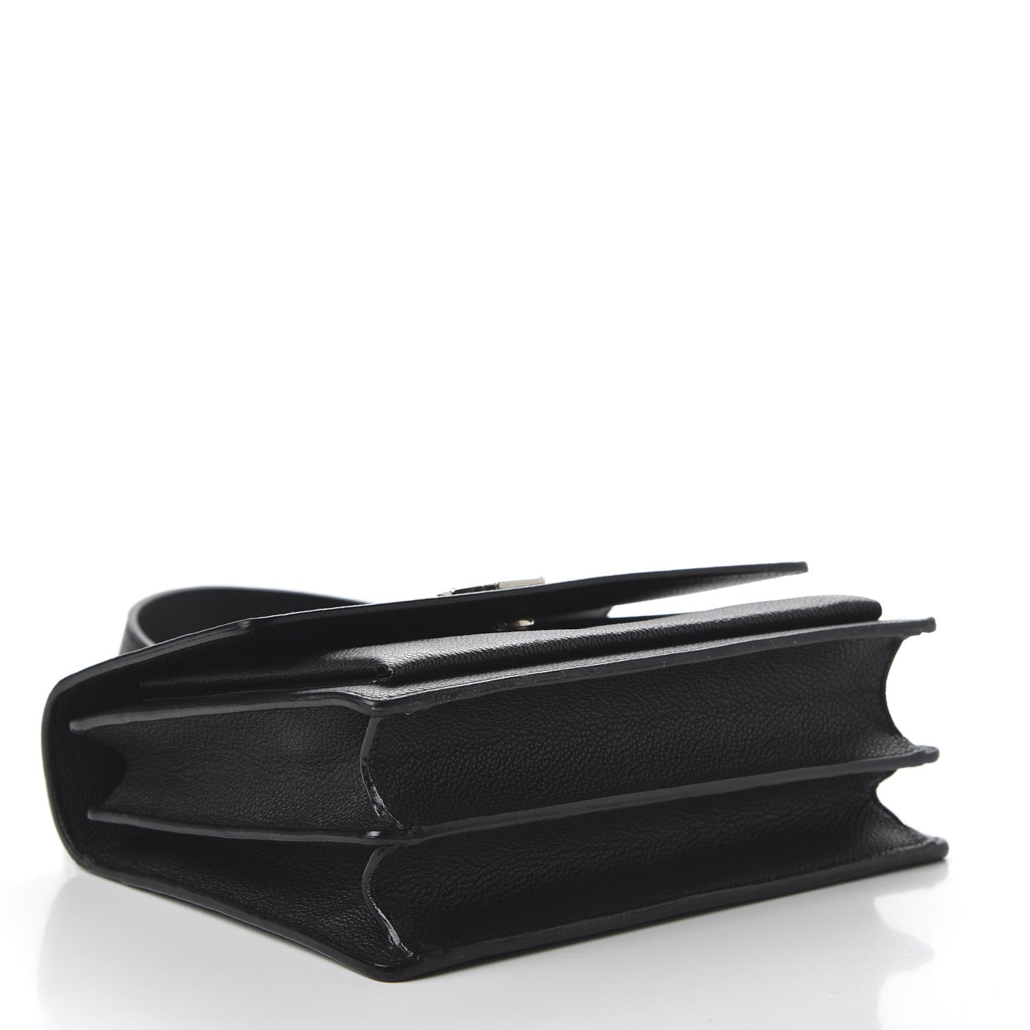 Saint Laurent Grained Calfskin Medium Monogram Sunset Satchel Black 4 of 9