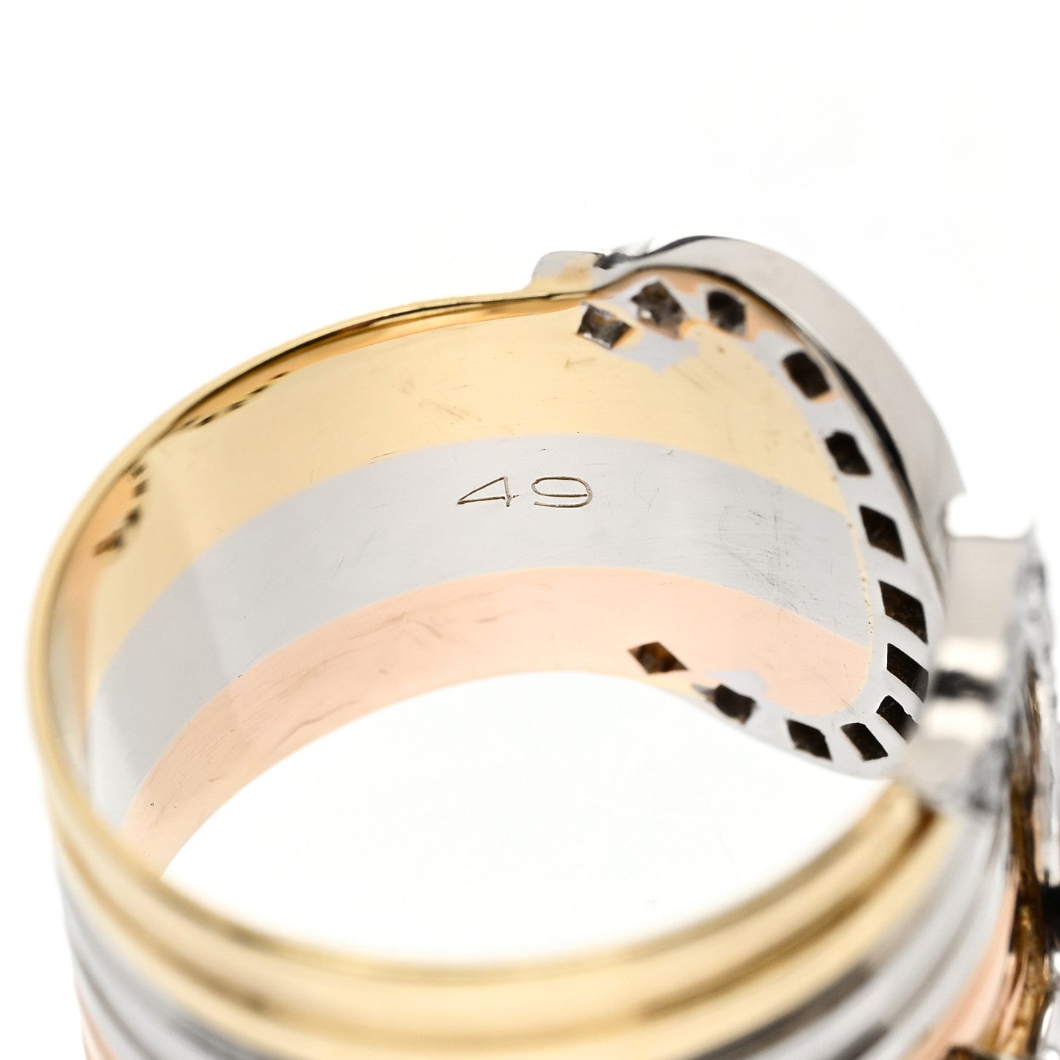 Cartier 18K Pink Yellow White Gold Diamond 13mm C De Cartier Ring 49 4.75 5 of 5