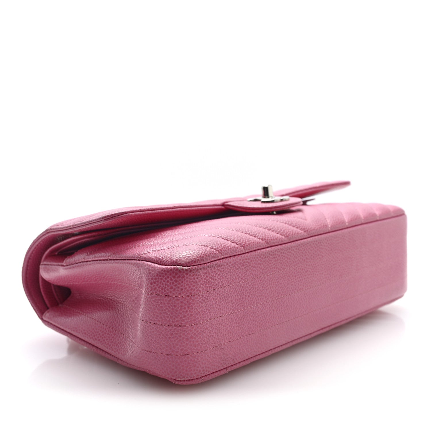 Chanel Caviar Chevron Quilted Medium Double Flap Pink 4 of 10