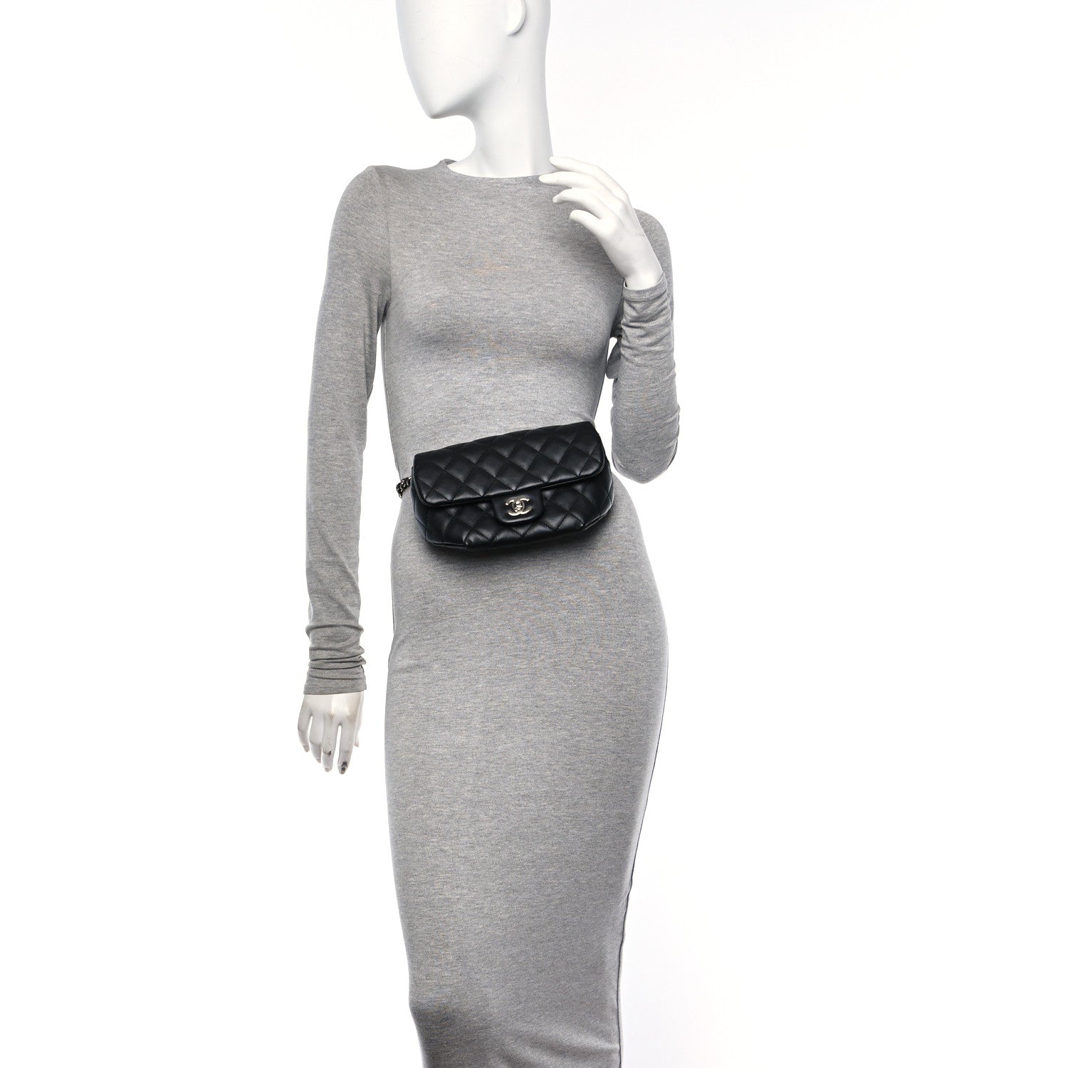 Chanel Calfskin Quilted CC Uniform Flap Belt Bag Black 2 of 13
