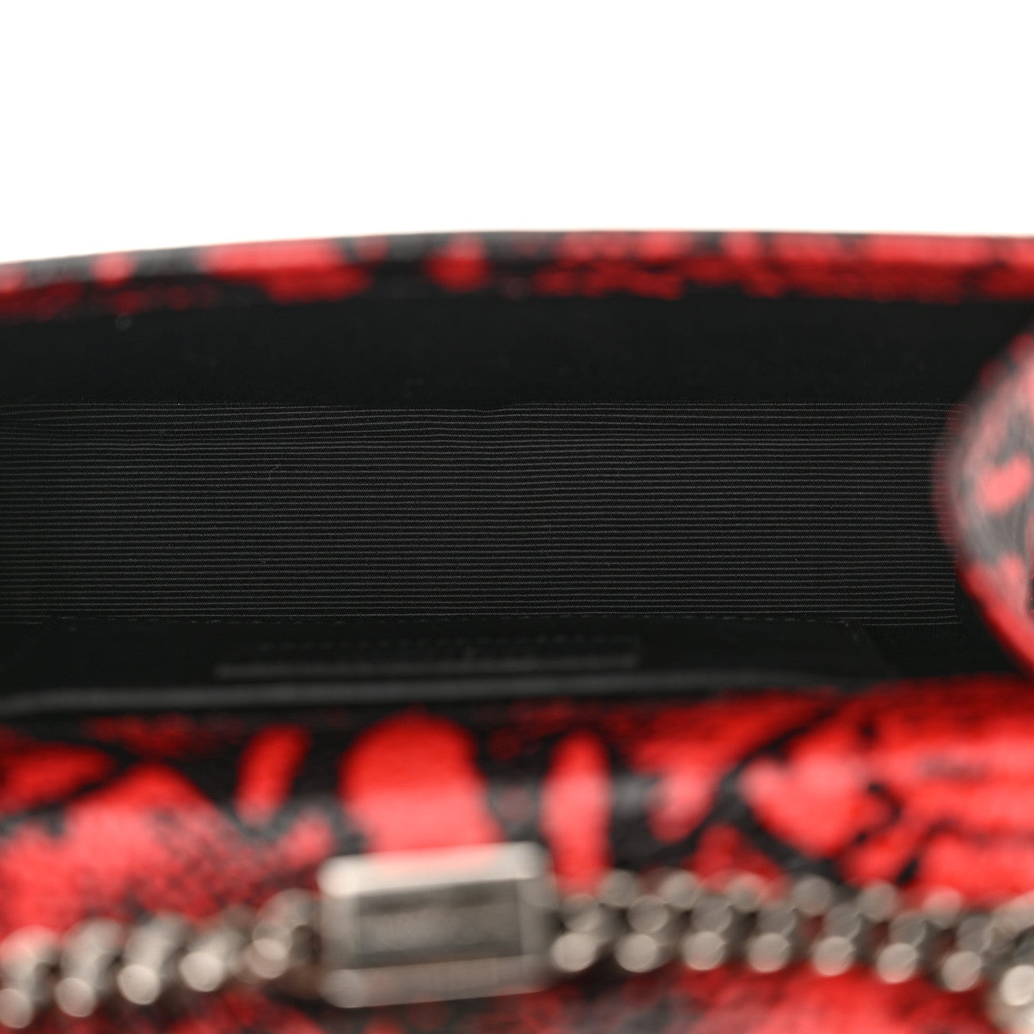 Saint Laurent Calfskin Snakeskin Embossed Small Classic Monogram Kate Tassel Satchel Red Black 5 of 12