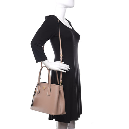 Prada Saffiano Cuir Medium Double Bag Cipria Black 2 of 14