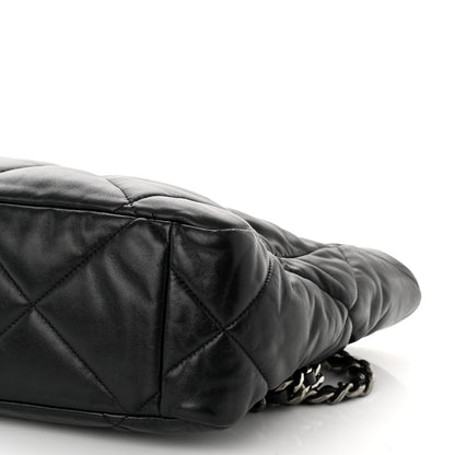 Chanel Lambskin Quilted Chanel 19 East West Shopping Bag Black 10 of 10