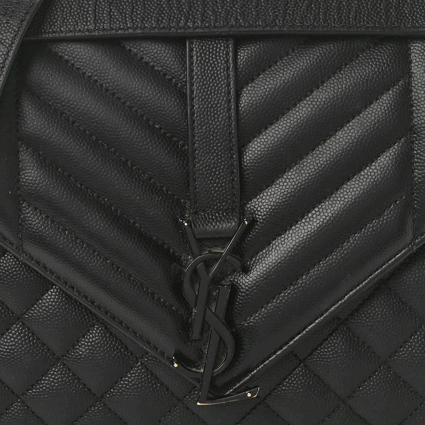 Grain De Poudre Textured Mixed Matelasse Large Triquilt Monogram Monochrome Satchel Black