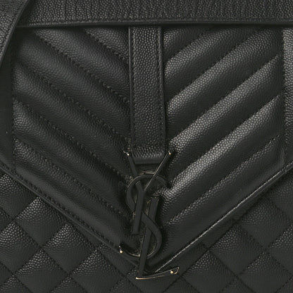 Saint Laurent Grain De Poudre Textured Mixed Matelasse Large Triquilt Monogram Monochrome Satchel Black 8 of 15